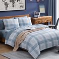 thumbnail image 1 of Edredones azules Queen Size, juegos de cama Queen a cuadros para niños y niñas, Classic, 1 of 6