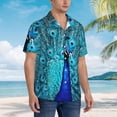 thumbnail image 5 of Goofa Beautiful Blue Peacock Hawaiian Shirt for Men, Unisex Summer Beach Casual Short Sleeve Button Down Shirts,Aloha Tropical Floral print shirt-Medium, 5 of 9