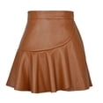 thumbnail image 3 of Falda Corta Ajustada Gyaru Bodycon Falda corta Mujeres Ruched Wrap PU Minifalda de cuero (Khaki XL) Ygjytge para Mujer Caqui T M, 3 of 8