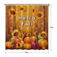 thumbnail image 5 of Hello Fall Pumpkin Maple Leaf Shower Curtain,Washable Show Curtain with Hooks Retro Polyester Fabric Curtains for Bathroom Bathtub Autumn Holiday, 5 of 5