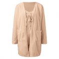 thumbnail image 6 of Women's Sexy Fuzzy Fleece 3 Piece Outfits Pajamas Soft Cardigan Coat Jacket and Crop Tank Top Shorts Set Loungewear, 6 of 7