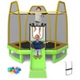 thumbnail image 3 of Vicamelia 7FT Kids Recreational Trampoline with Ladder & Slide Ocean Ball Indoor Outdoor Kids Gifts for Boys and Girls, Green, 3 of 9