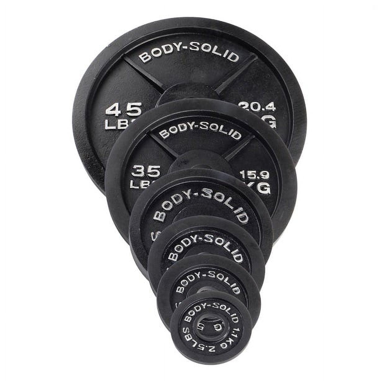 Body-Solid Olympic Weight Plate Set, 300 lbs, Cast Iron, Black