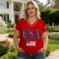 thumbnail image 6 of YVNAURA Women's 250 Years of Freedom V Neck T Shirt 250th Anniversary America 2026 Semiquincentennial Patriotic Top USA Flag Graphic Family Shirts for Independence Day, Red, XL, 6 of 8