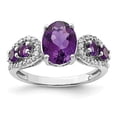 thumbnail image 6 of 925 Sterling Silver Rhodium-plated Amethyst and Oval Diamond Ring Size 7, 6 of 6
