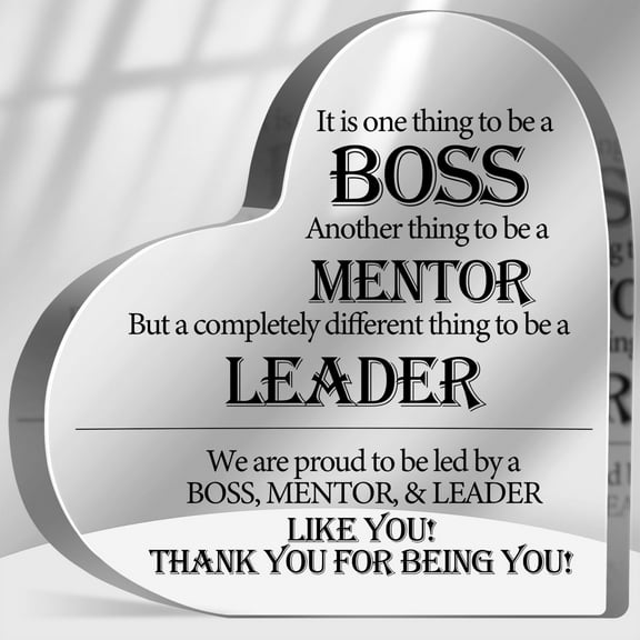 Thank You Gifts for Women Men, Boss Appreciation Keepsake Gifts, Birthday Gifts for Boss Lady Mentor Leader Manager Director, Table Desk Sign Acrylic Heart