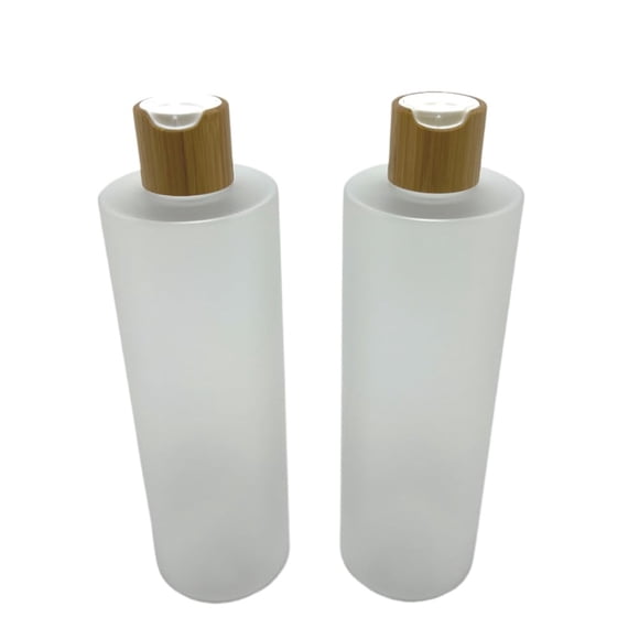 Botellas cosméticas BEECO GIF2U, 500 ml, paquete de 2 con tapa de disco de bambú