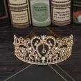 thumbnail image 2 of Golden White Diamond Crystal Hair Crown Headband Bridal Prom Rhinestone Crystal Crown fit your head right（13.5 * 6.5cm）, 2 of 4