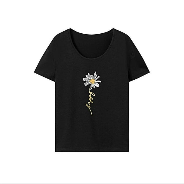 Camiseta básica para mujer, ropa de moda, camiseta suave con cuello redondo para viajar y caminar S