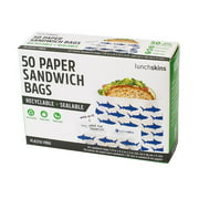 Lunchskins Recyclable and Sealable Paper Sandwich Bags, Shark, 50 Count