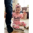 thumbnail image 6 of BemeyourBBs BemeyourBBs Hello I'm New Here Preemie Newborn Baby Girl Going Home Outfits Short Sleeve Romper Floral Print Pants Headband Hat Set 4Pcs Infant Girls Summer Clothes, 6 of 7