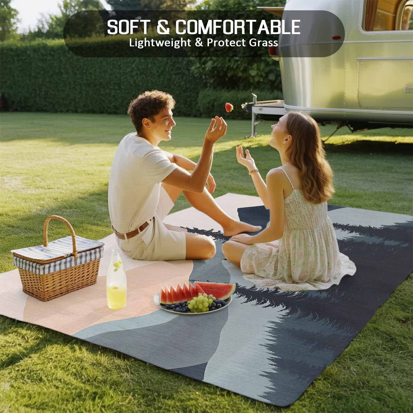 Fsddascl Mountain Forest Outdoor Rug for Patio/Deck/Porch, Non