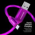 thumbnail image 4 of Powertek Light-Up USB-A to USB-C Charging Cable, 5 ft, Purple, 4 of 7