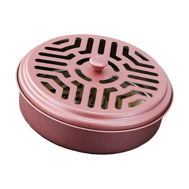 Soporte redondo para caja de bobinas, soporte de sándalo con asa, soporte para repelente con tapa Rosa roja