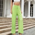 thumbnail image 2 of WREESH Womens Business Casual Pants Fashion Solid Color Elastic Waist Tie Full Length Pants Green, 2 of 6