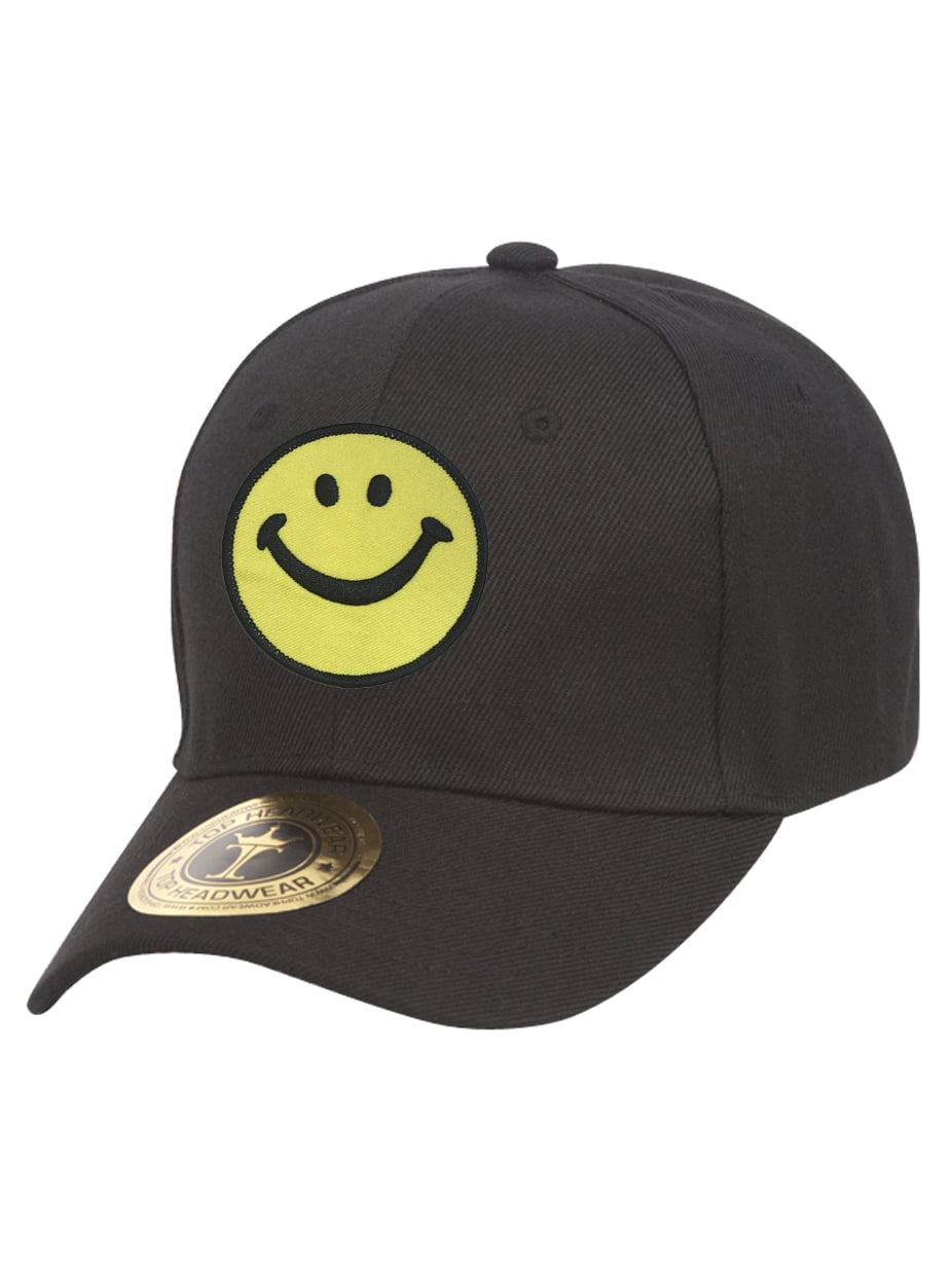 Smile Face Black Adjustable Baseball Cap 