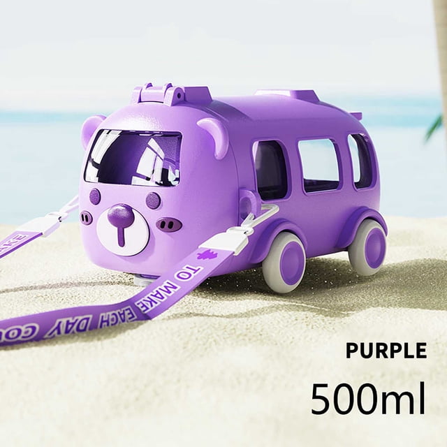 XWSHYW Tazas Taza de Agua con Pajita Original de Autobús para Niños y Niñas En La Escuela, Bonita Taza de Agua para Jardín de Infantes con Capacidad de 500Ml