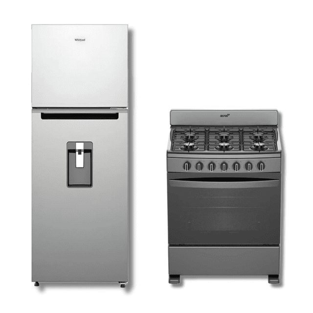 COMBO ESTUFA ACROS AFR2000G 30" TITANIO + REFRIGERADOR WHIRLPOOL WT-1133M 11P SILVER
