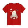 thumbnail image 4 of Staki Toddler Girl Halloween Shirt Toddler Girls Halloween Shirt Cute Tshirt Kids Outfits Short Sleeve Tees Tops(Red,2-3 Years), 4 of 5
