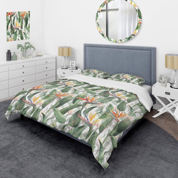 Designart 'Pattern Tropical Flowers' Juego de Funda Nórdica Tropical