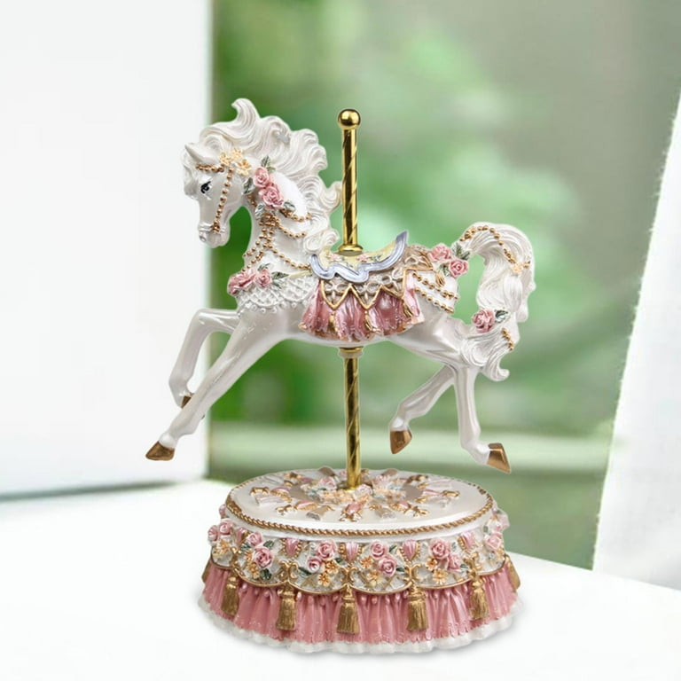 Colcolo Carousel Horse Statue Collectibles Music Box for Entrance