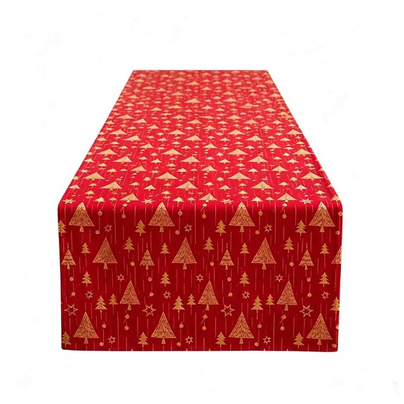 2026 Christmas Home Party Decoration 28x275cm Christmas Table Runner Gold Foil Christmas Tree Print Holiday Table Runner Decorative Table Linen For Xmas Dinner Party Home Kitchen Dining