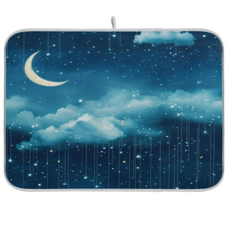 

Dish Drying Mat 18 x 24 Highly Absorbent Microfiber for Dishes Utensils Star Background