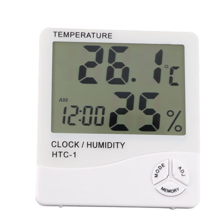 YAHHU Electronic Temperature Humidity Meter Clock Digital Display Thermometer Hygrometer For Indoor Use Accurate Home Room Climate Monitor 6.3 inches / 16 cm Matte Finish Quick Read LCD