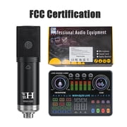 Podcast Equipment Bundle, BAOKALER 48V XLR Large Diaphragm Condenser Microphone with Live Sound Card, Condenser Microphone Bundle for Studio Recording & Broadcasting