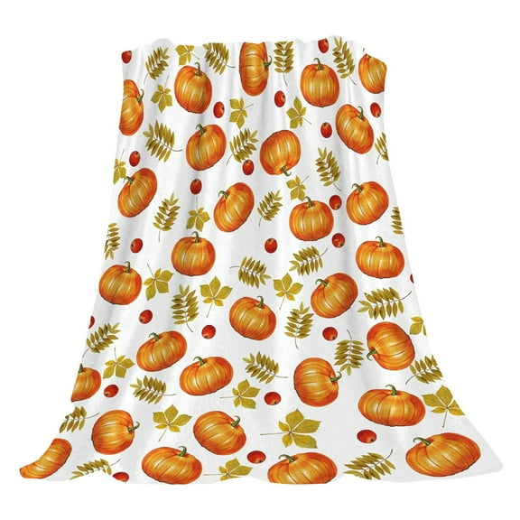 Halloween Fleece Throw Blanket, Pumpkin, Leaves Fall Plaid Blanket, Soft Fuzzy Plush for Couch Sofa Or Bed, Luxury Flannel Lap Blanket, for Kids, Adults, Wife, Self Ciozy