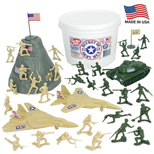 Made in USA TimMee PLASTIC ARMY MEN Green vs Tan 100pc Toy Soldier Figures 