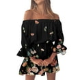 thumbnail image 2 of Robe d'Été pour Femmes 2024 Mode Grande Taille Col Rond Ligne A Imprimée Décontractée Manches Courtes à Volants 50 % de Réduction Liquidation!, 2 of 5