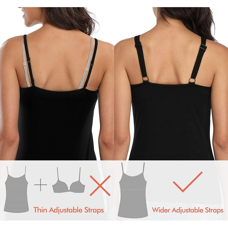 Alove Women's Cotton UnderShirts Wider Sleeve Tank Top Built-in Bra 