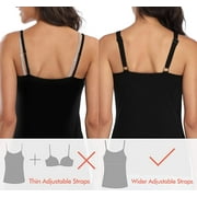 Women's Camisole Cotton Tank Top with Shelf Bra Adjustable Wide Strap Basic Undershirt