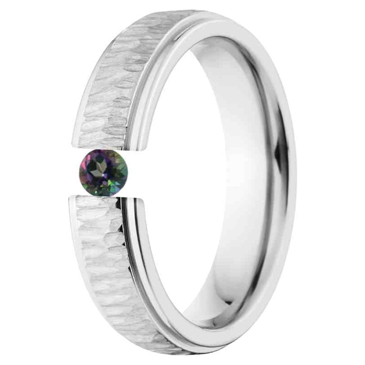 Mystic Topaz 5mm Stainless Steel Custom Tension Set Ring