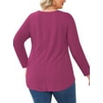 thumbnail image 5 of WellSize Womens Plus Size Tops Casual Pleated V Neck Fall Blouse Tunic Long Sleeve Shirts, 5 of 8