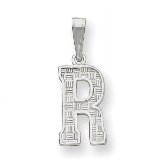 925 Sterling Silver Solid Polished Patterned Letter Name Personalized Monogram Initial R Charm 25x9mm Wide Pendant Neckl