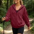 thumbnail image 6 of VBVC Women's Full Zip Up Hooded Sweatshirt , Casual Long Sleeve Coat For Women , Ladies' Loose Fit Athletic Hoodie with Pockets,Wine,S-2XL, 6 of 10