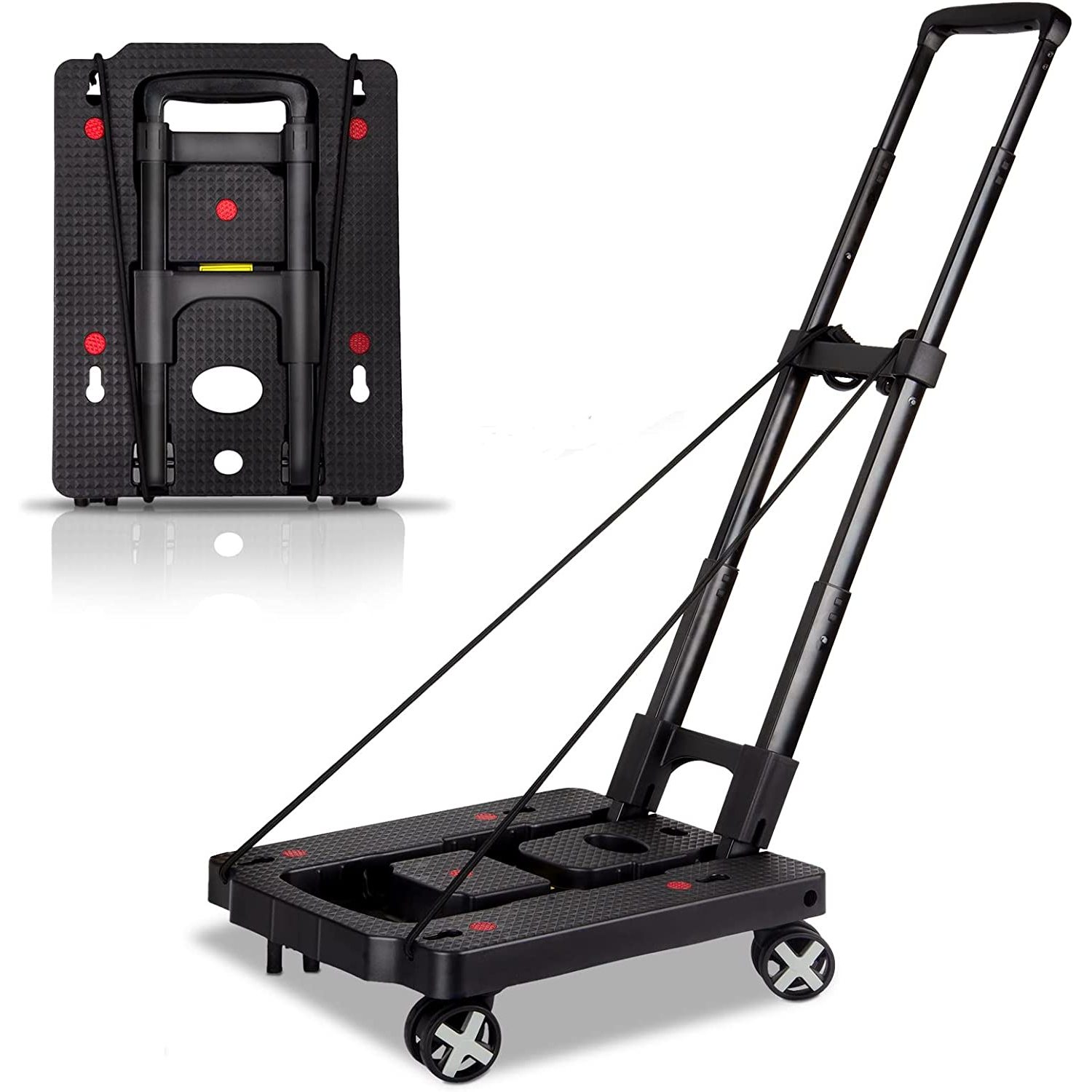 * Folding Hand Truck Lightweight,Foldable Dolly with 4 Rotate Wheels