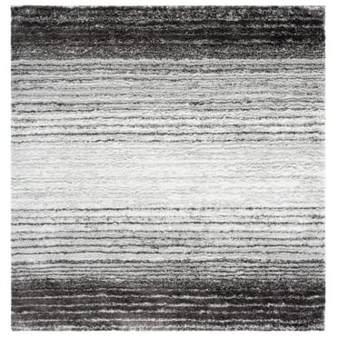 SAFAVIEH Berber Bijar Abstract Shag Area Rug, 7' x 7' Square, Grey/Dark Grey