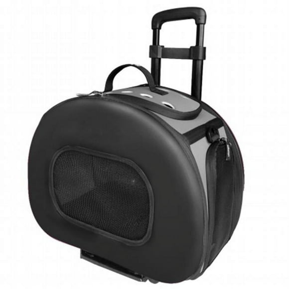 Pet Life B51BKMD Transporteur pour Animal à Coque Rigide, à Roulettes, Pliable, Destination Finale - Noir - Moyen