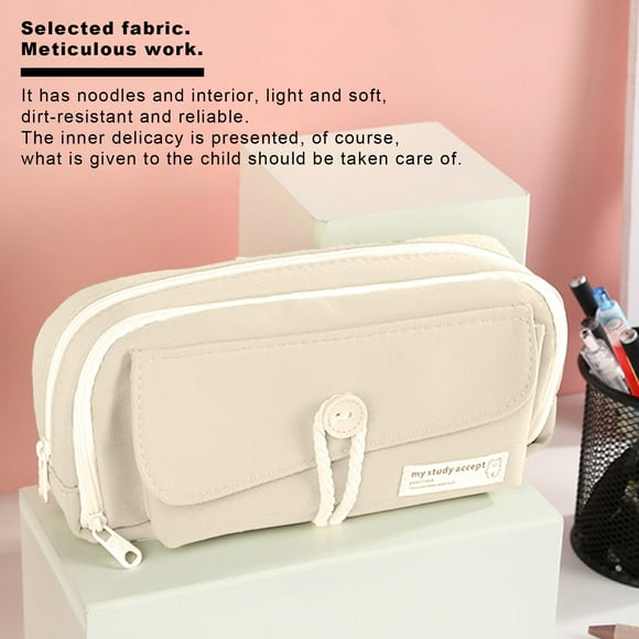Canada Day Kcavykas Back to School Season,Student Large Capacity Stationery Bag Button Three Layer of Canvas High Appearance Level Succinct Storage Pen Bag