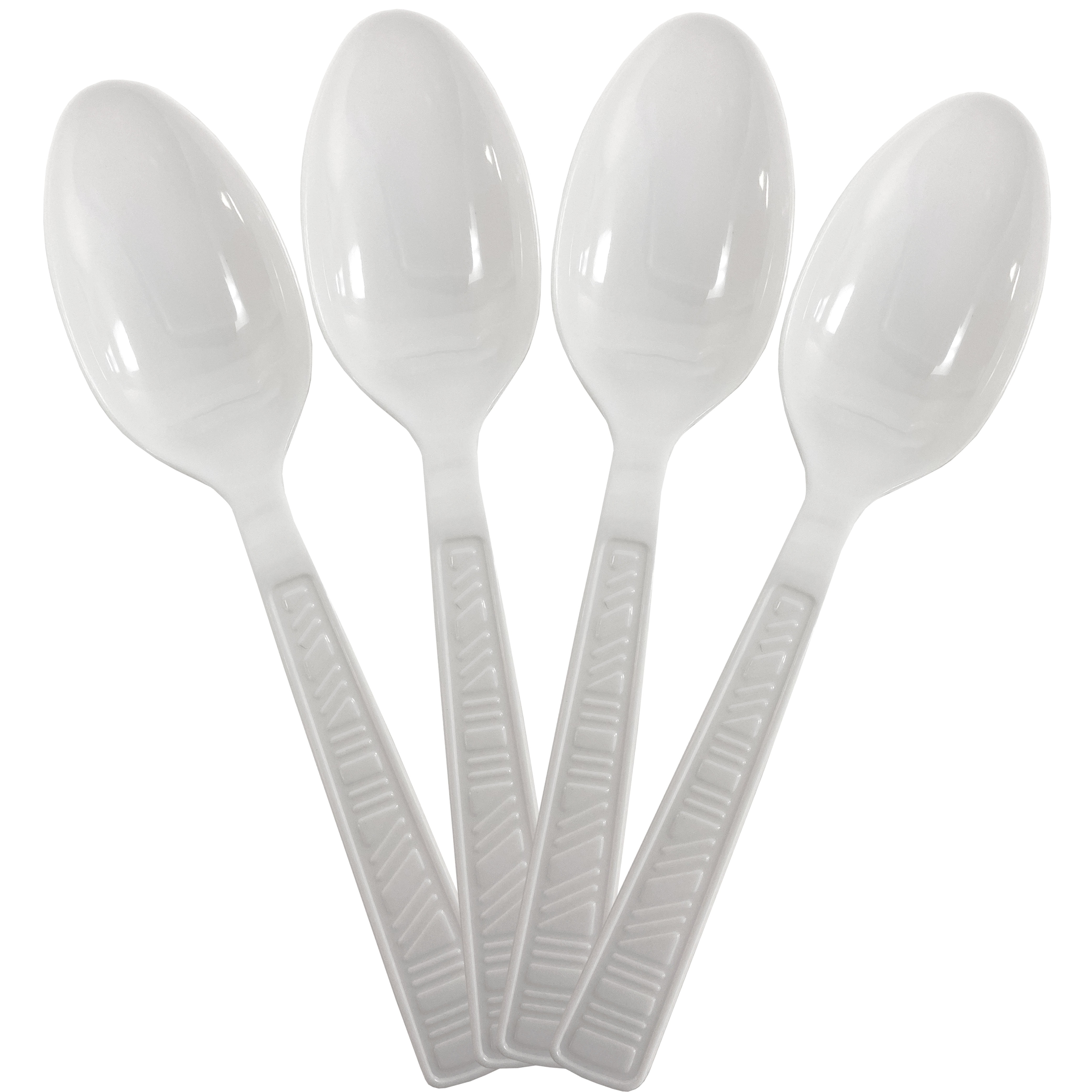 White Strong Plastic Spoons Pack of 100, 200, 300 for Parties Wedding Catering 