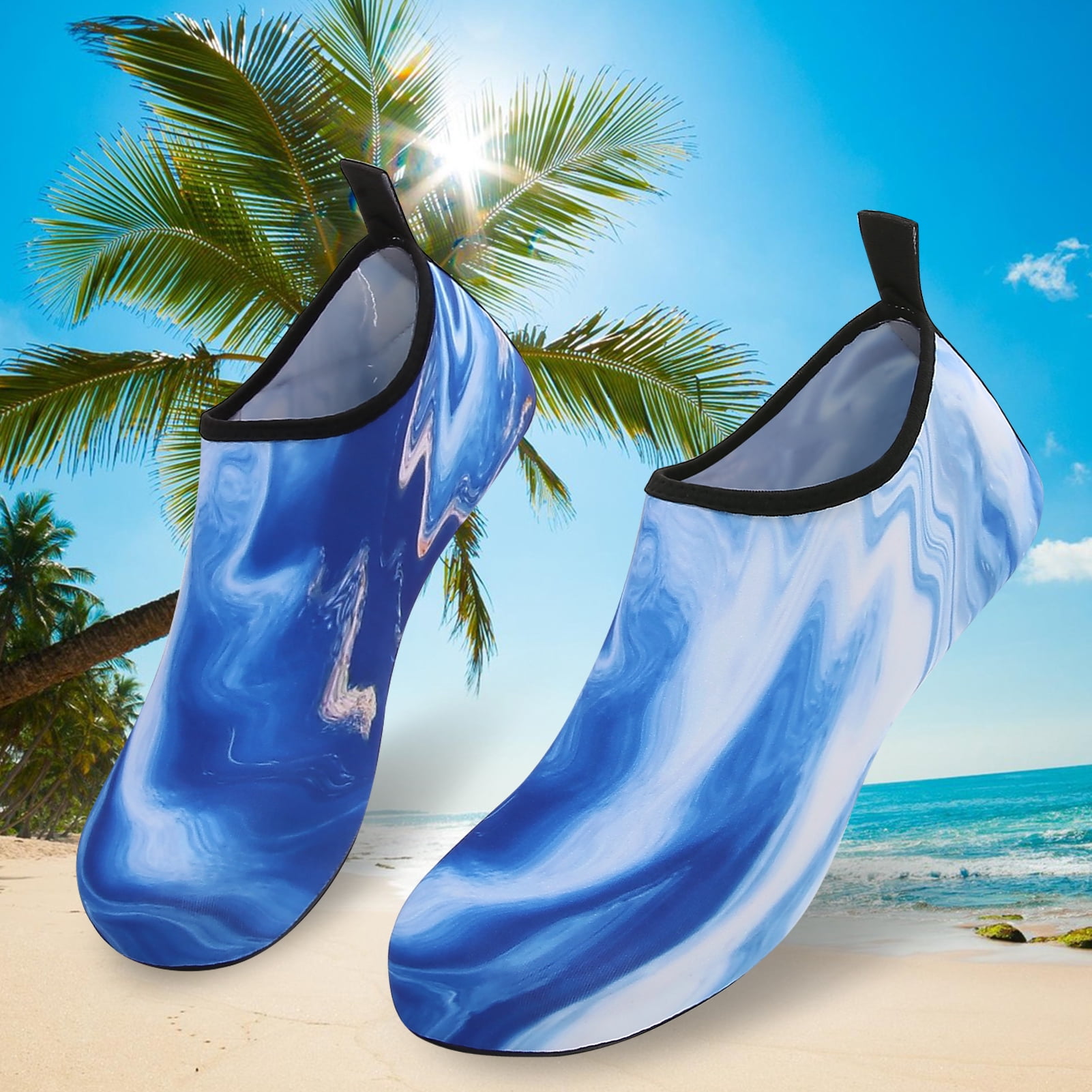 Men and Women a Slip On Barefoot Quick-Dry Beach Aqua Yoga Water Shoes (Ocean/Blue, 4-5 Women)