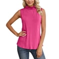 thumbnail image 2 of ZHOGXU Women's Tank Tops Sleeveless Turtleneck Solid Color Comfortable Lightweight Loose Fit Shirt For Daily Wear,Hot Pink,Xxxxl, 2 of 5