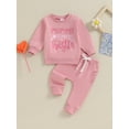 thumbnail image 3 of Elippeo Toddler Girl Fall Clothes 3M 6M 12M 18M 24M 3Y LetterHeart Print Round Neck Long Sleeve Pullover Long Pants Outfit, 3 of 10