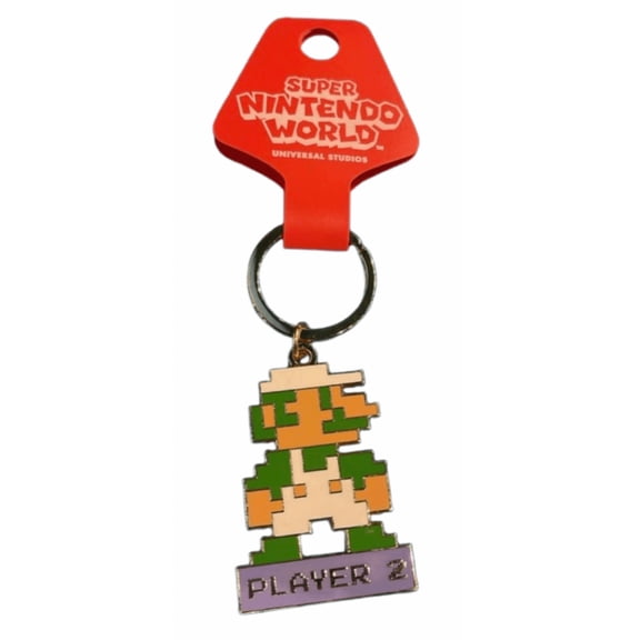 Universal Studios Super Nintendo World Luigi Player 2 Keychain New With Card