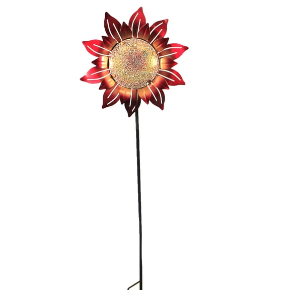Home & Garden Orange/Red Mosaic Flower Stake Metal Outdoor Decor 12925