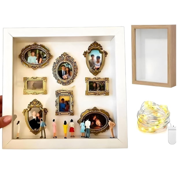 Bearachild Marco de fotos para San Valentín: kit creativo para exhibir recuerdos únicos con estilo, decoración del hogar y bodas. Decoración del hogar color madera