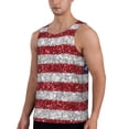 thumbnail image 2 of Pofeuu America Flag Glitter Print Men's Workout Tank Tops Sleeveless Muscle Gym Shirt Quick Dry-4X-Large, 2 of 7